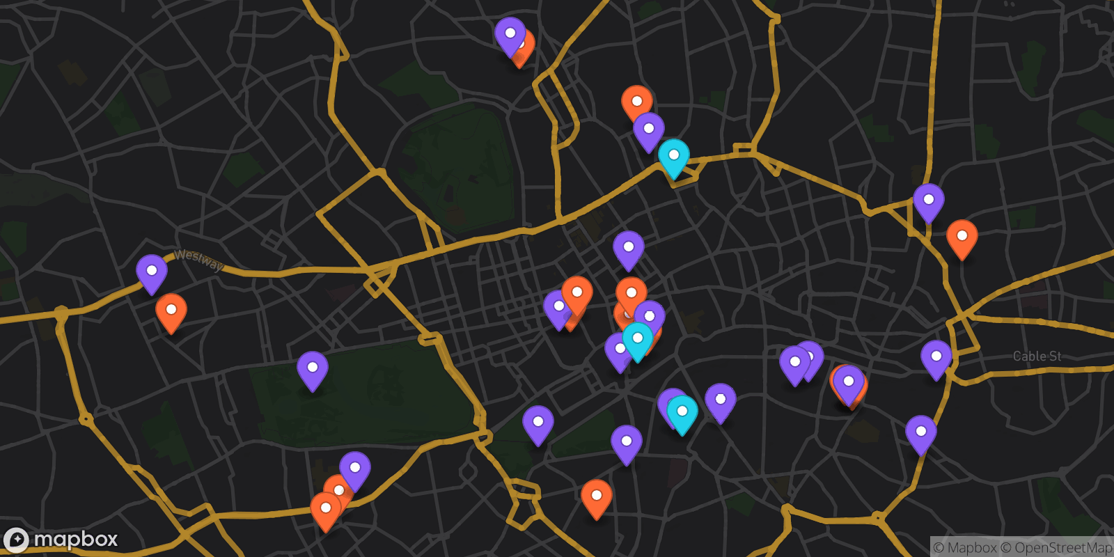 Map showing 37 locations