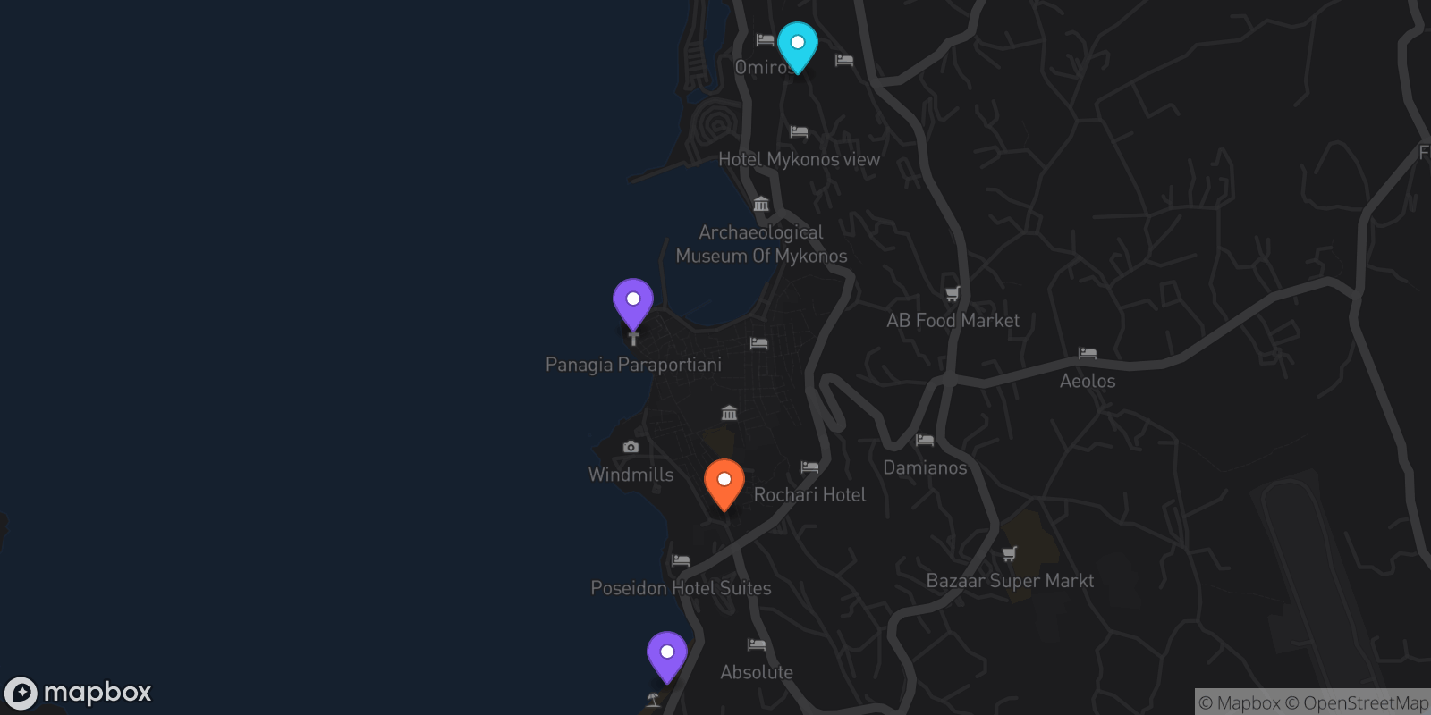 Map showing 4 locations