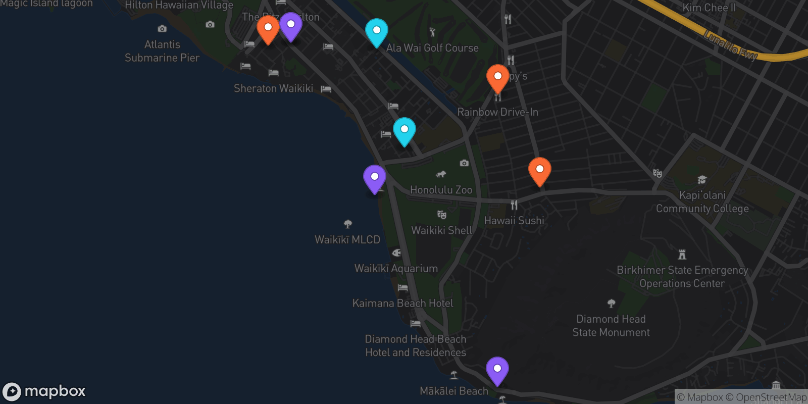 Map showing 9 locations