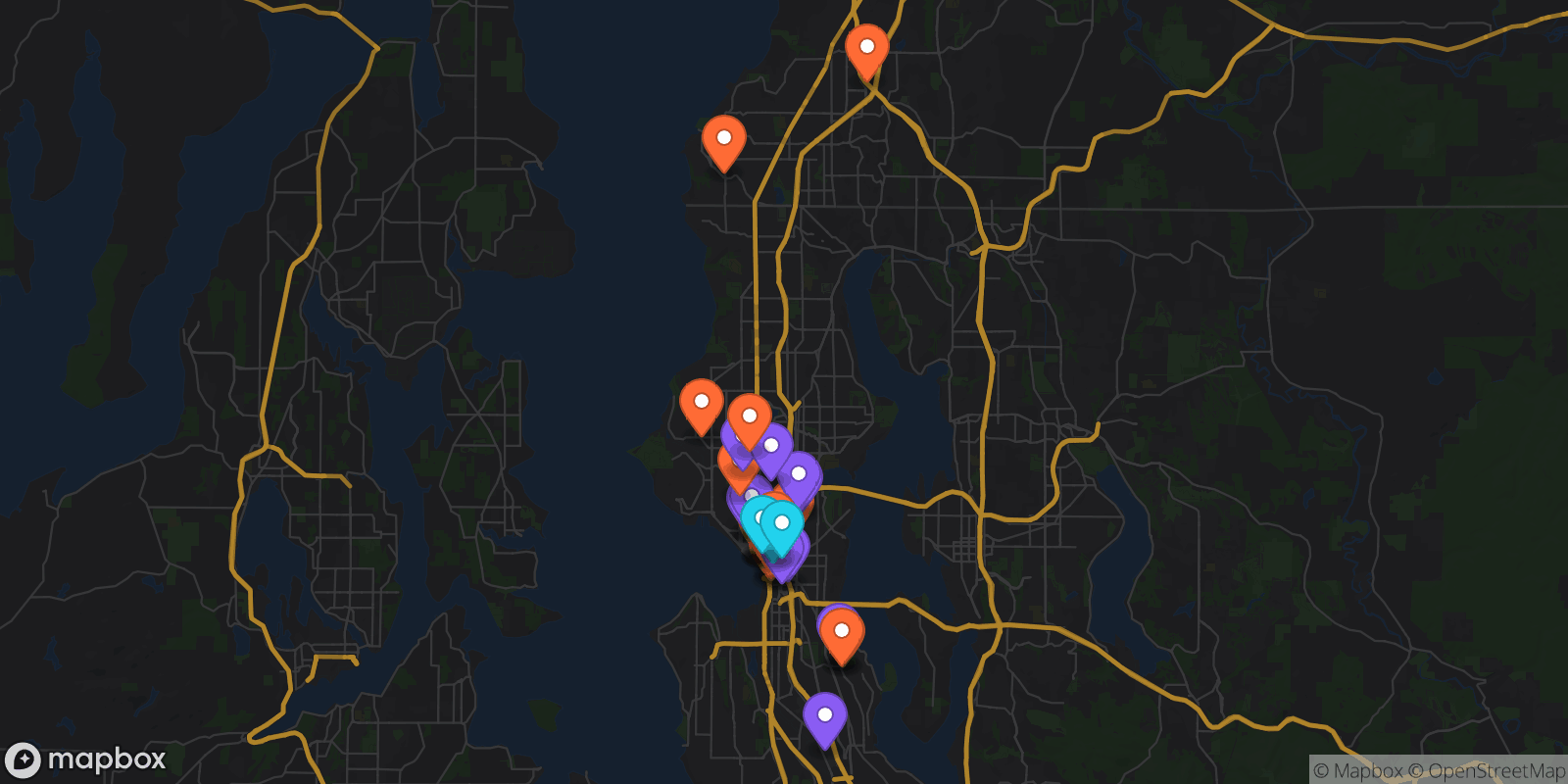 Map showing 32 locations