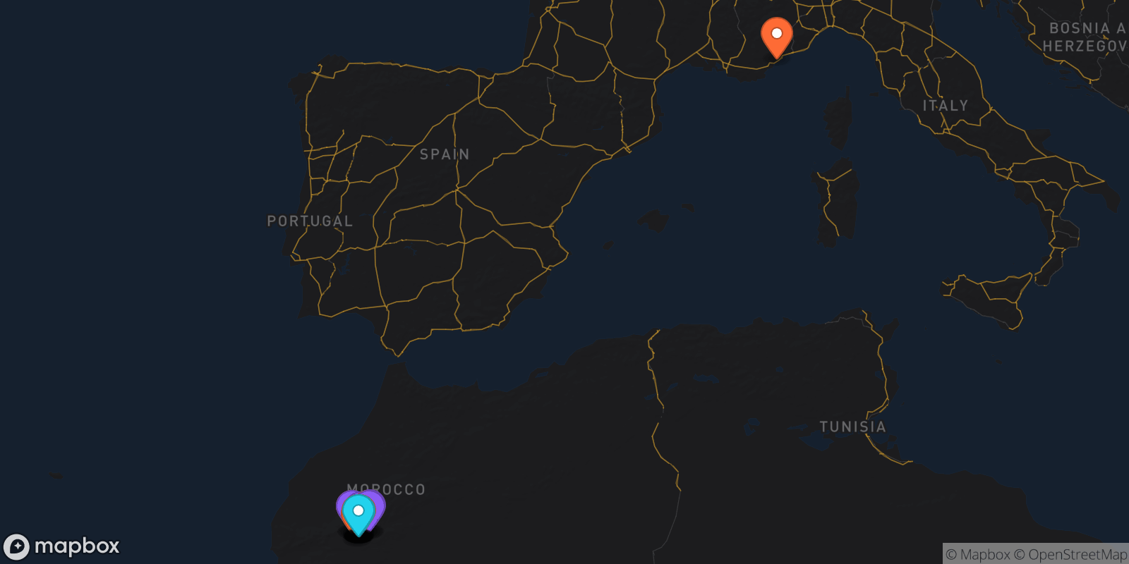 Map showing 32 locations