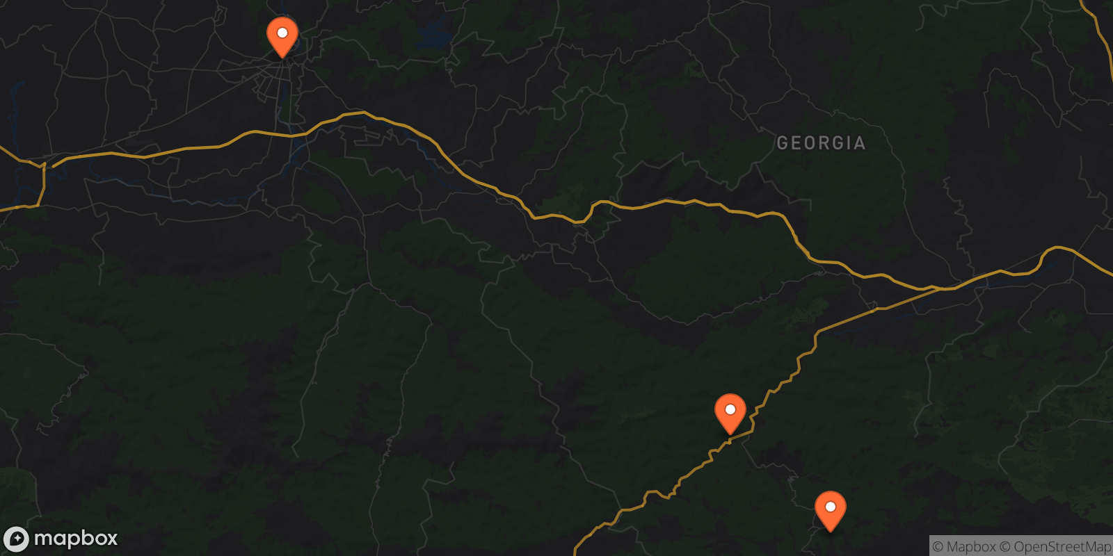 Map showing 3 locations