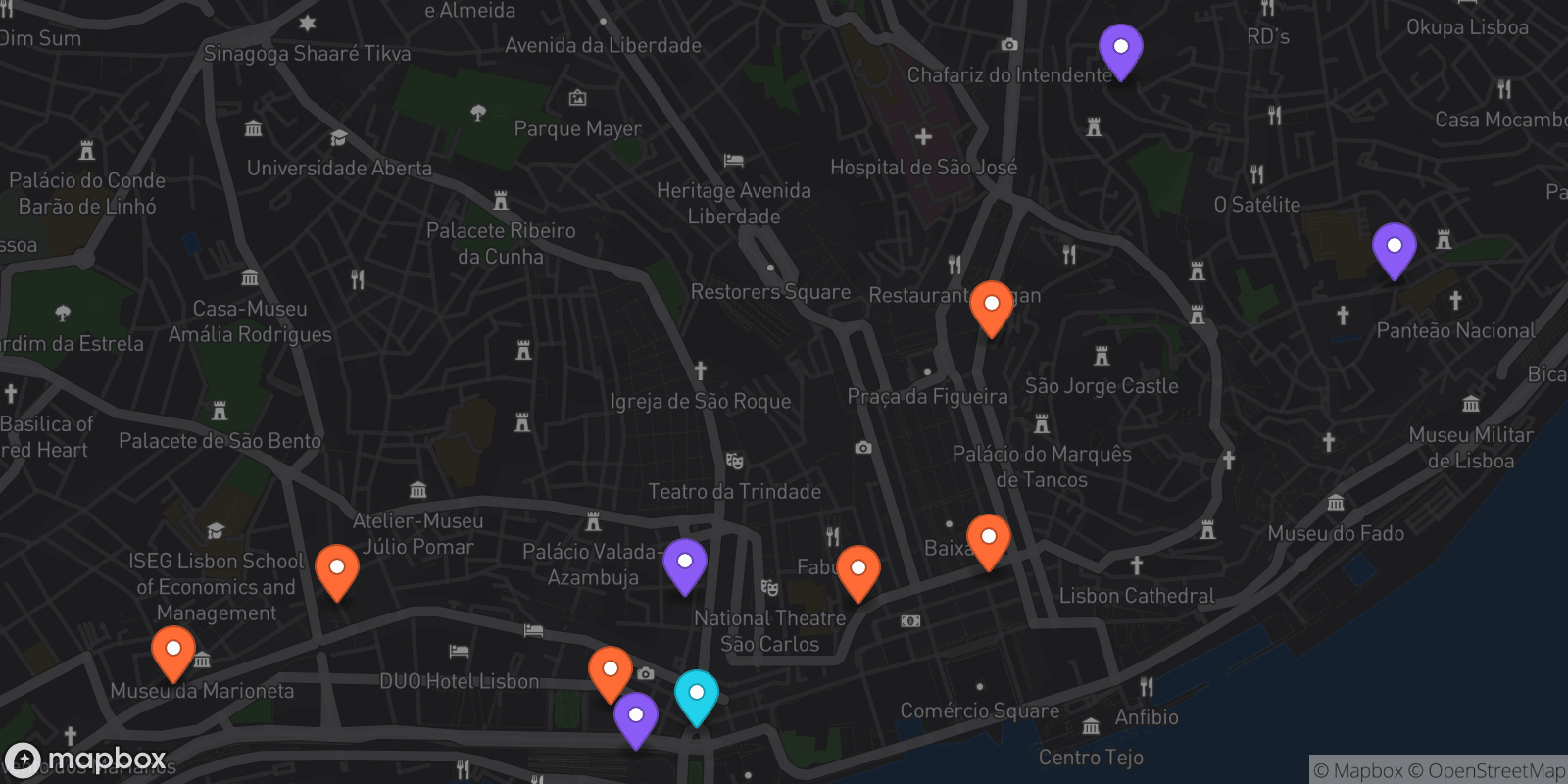 Map showing 11 locations