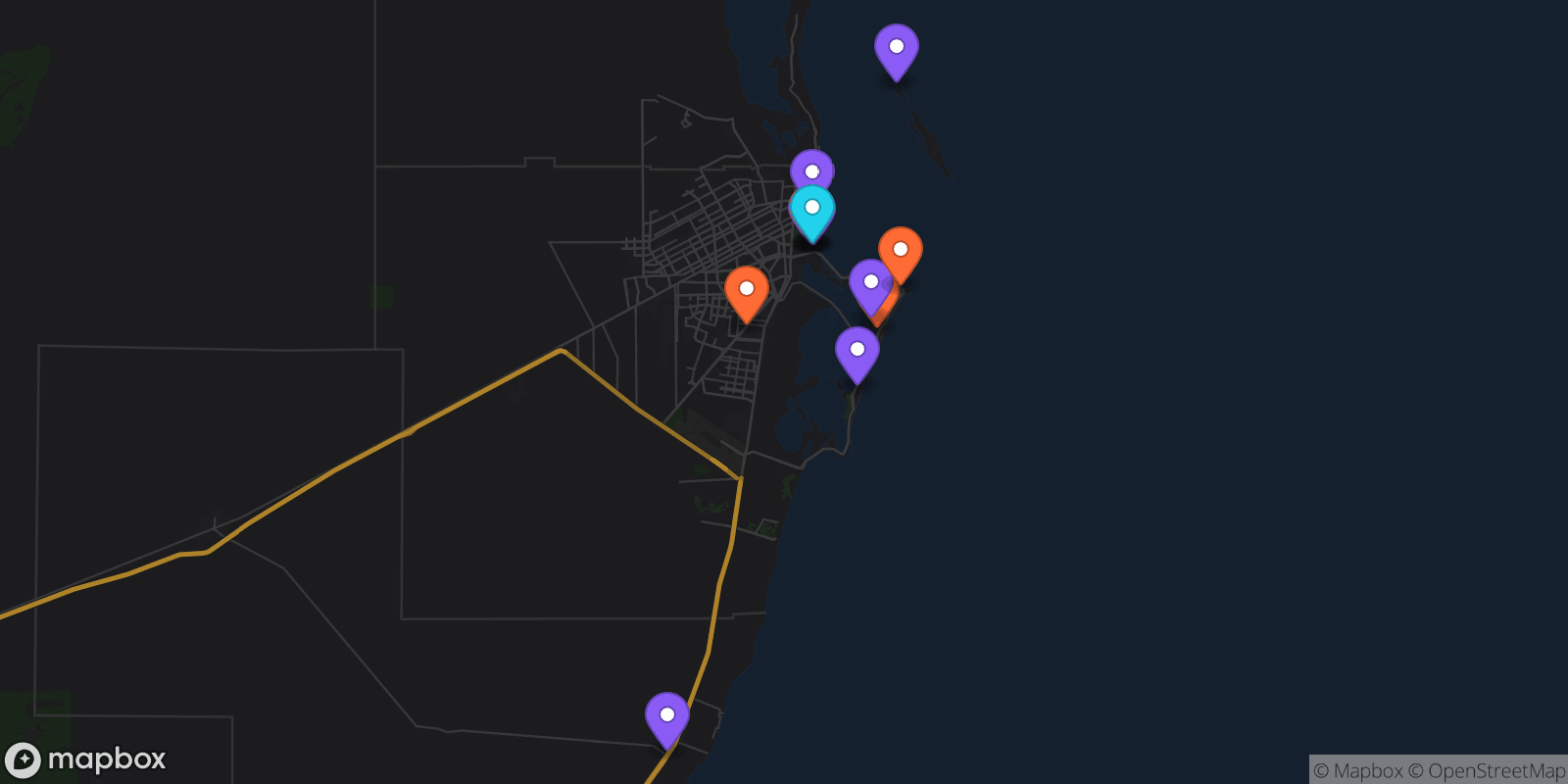 Map showing 12 locations