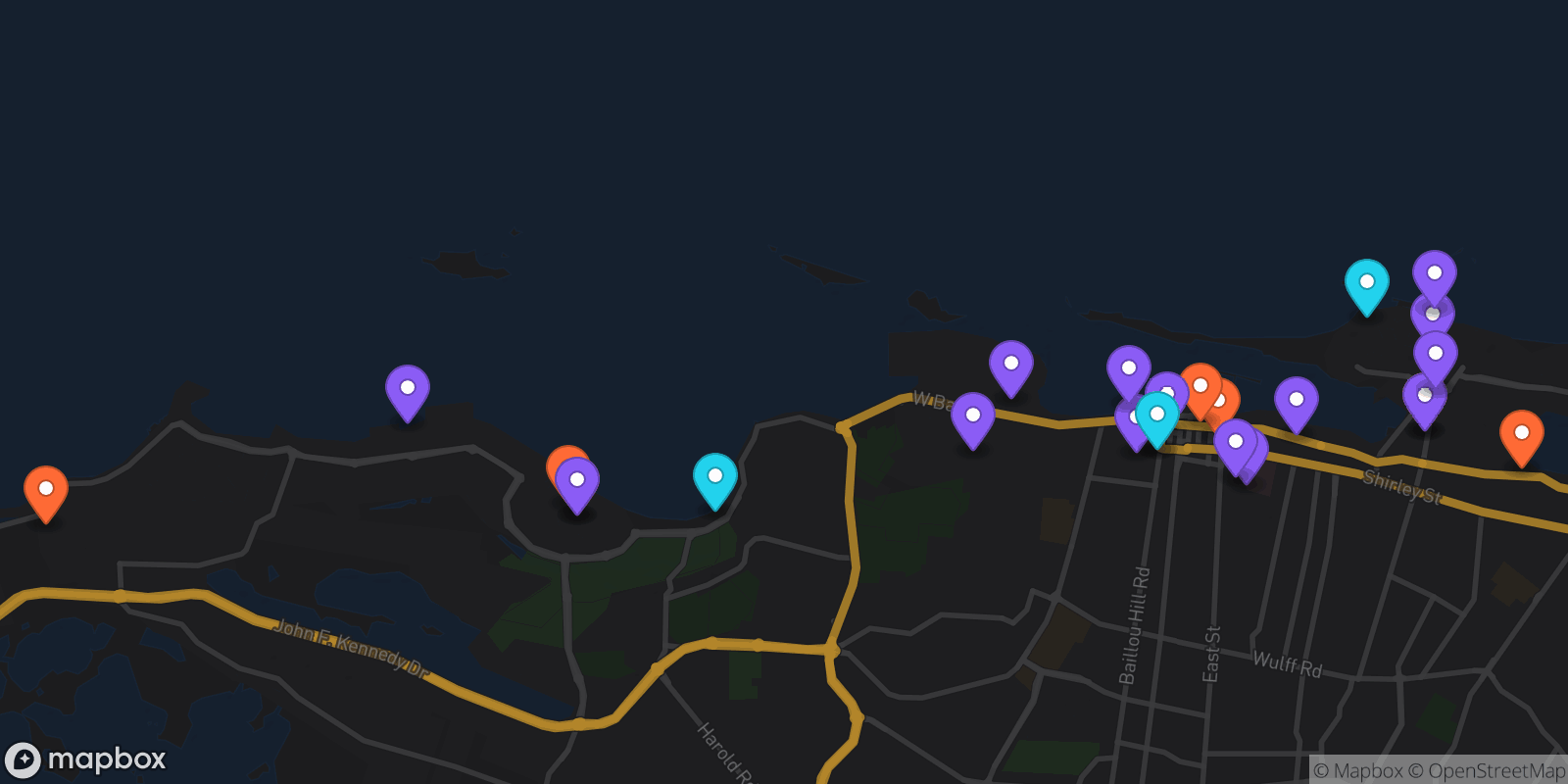 Map showing 25 locations