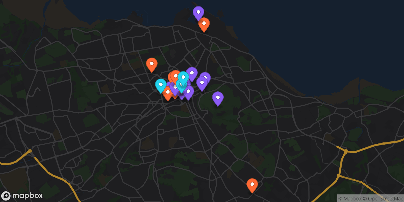 Map showing 26 locations