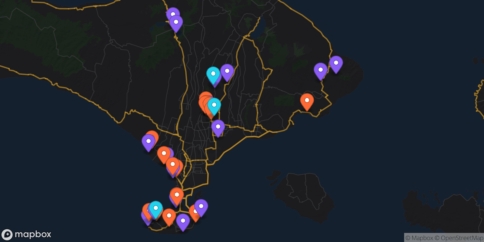 Map showing 35 locations