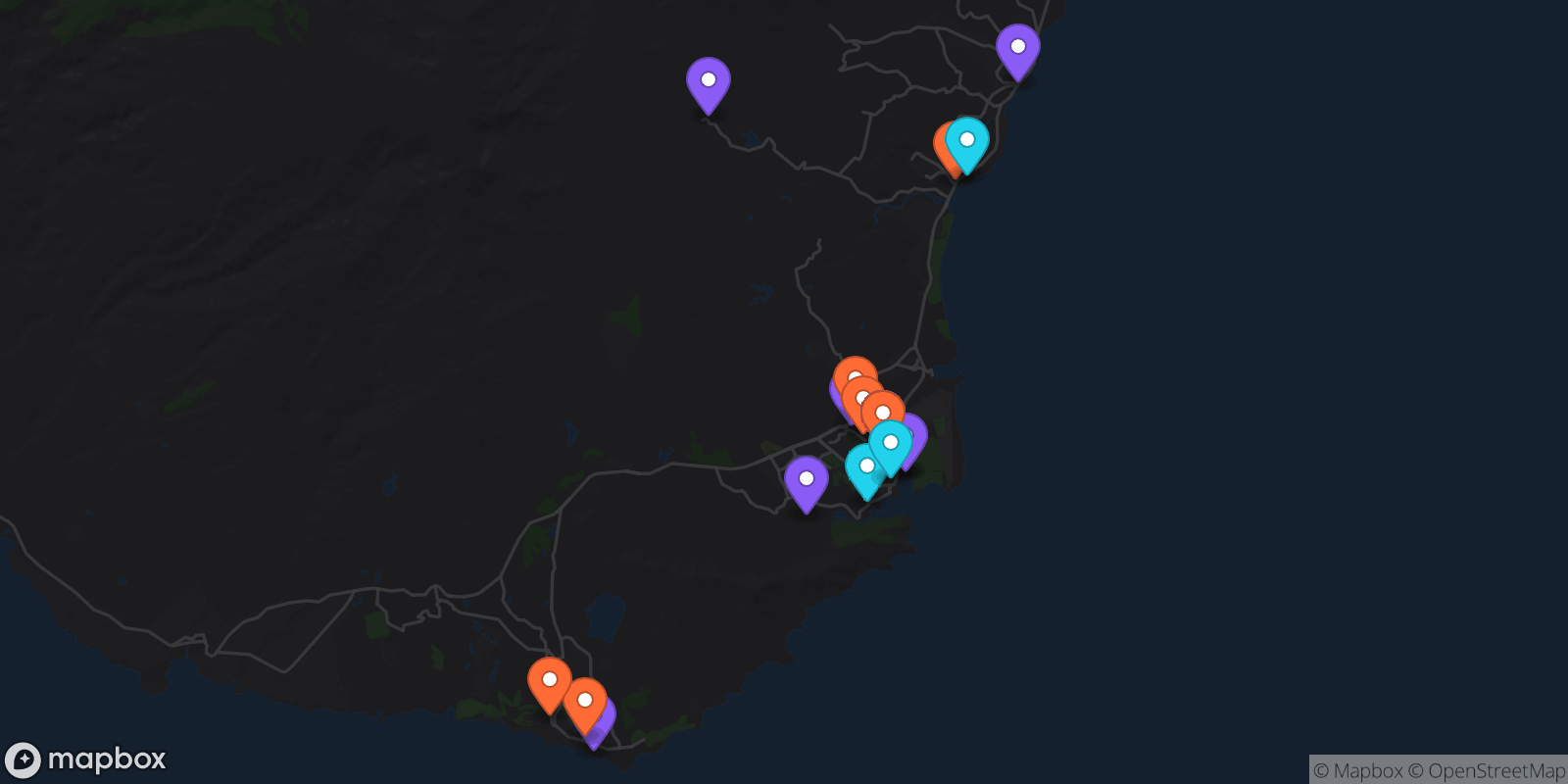 Map showing 40 locations