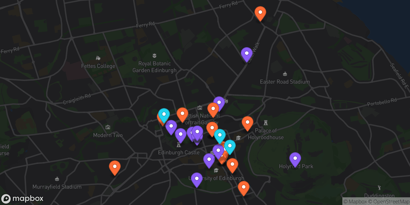 Map showing 32 locations