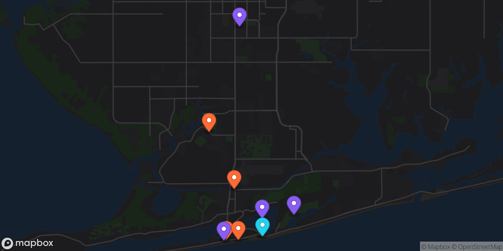 Map showing 9 locations