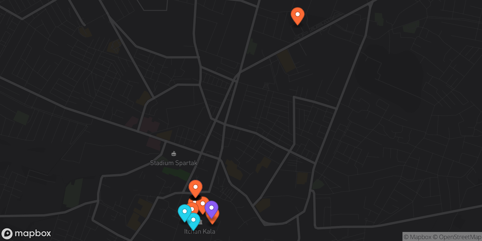 Map showing 19 locations