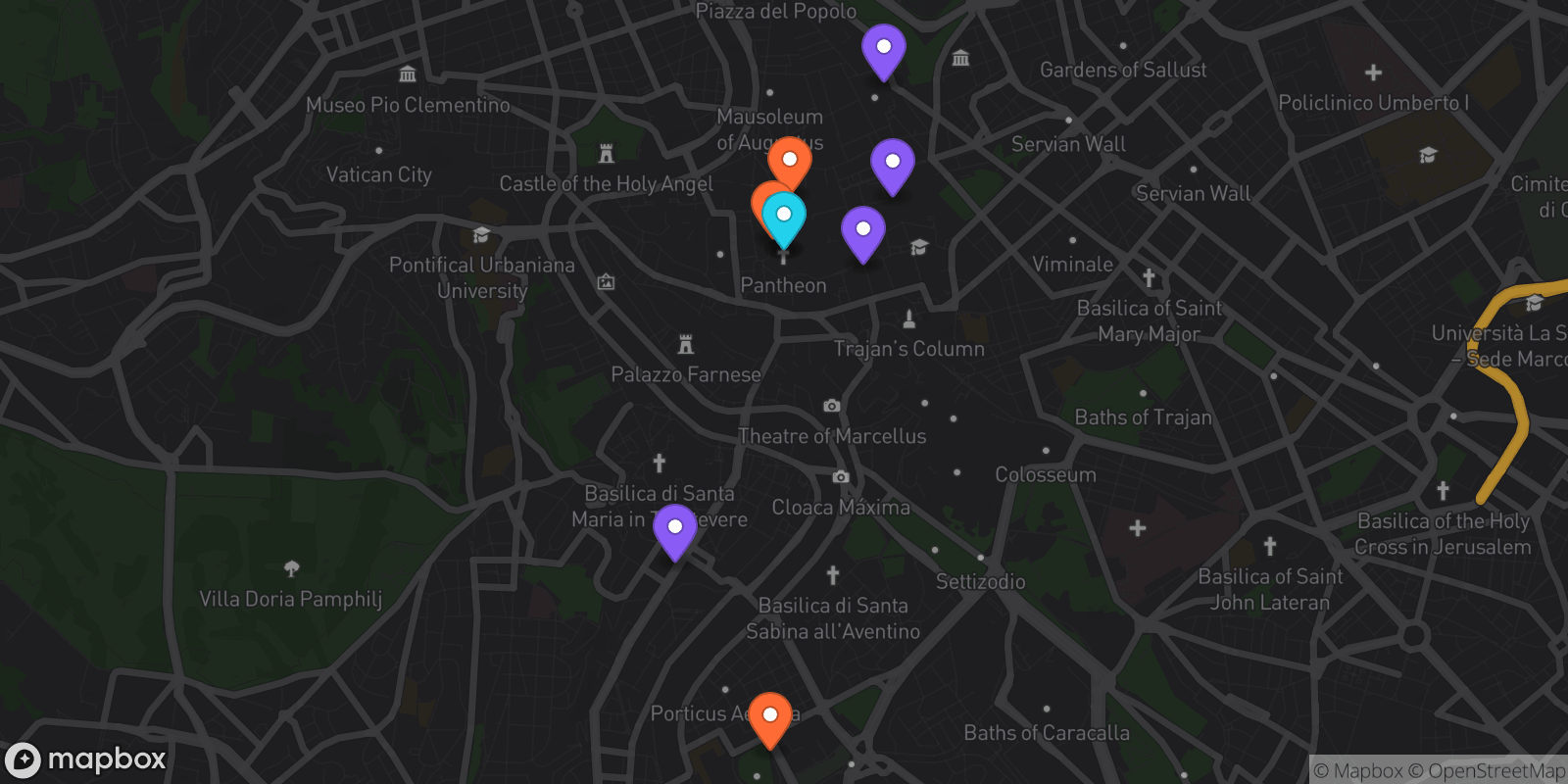 Map showing 9 locations