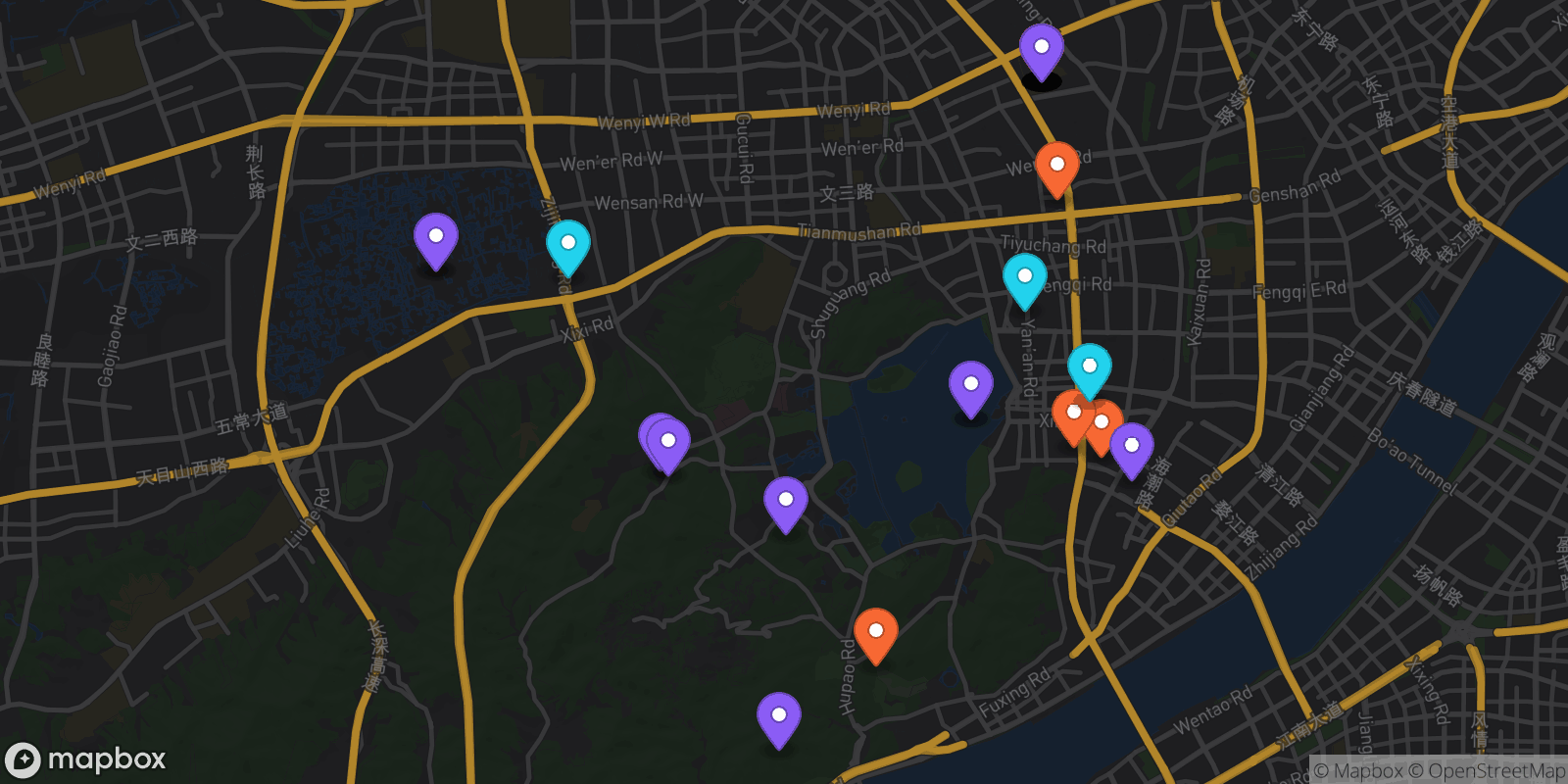 Map showing 33 locations