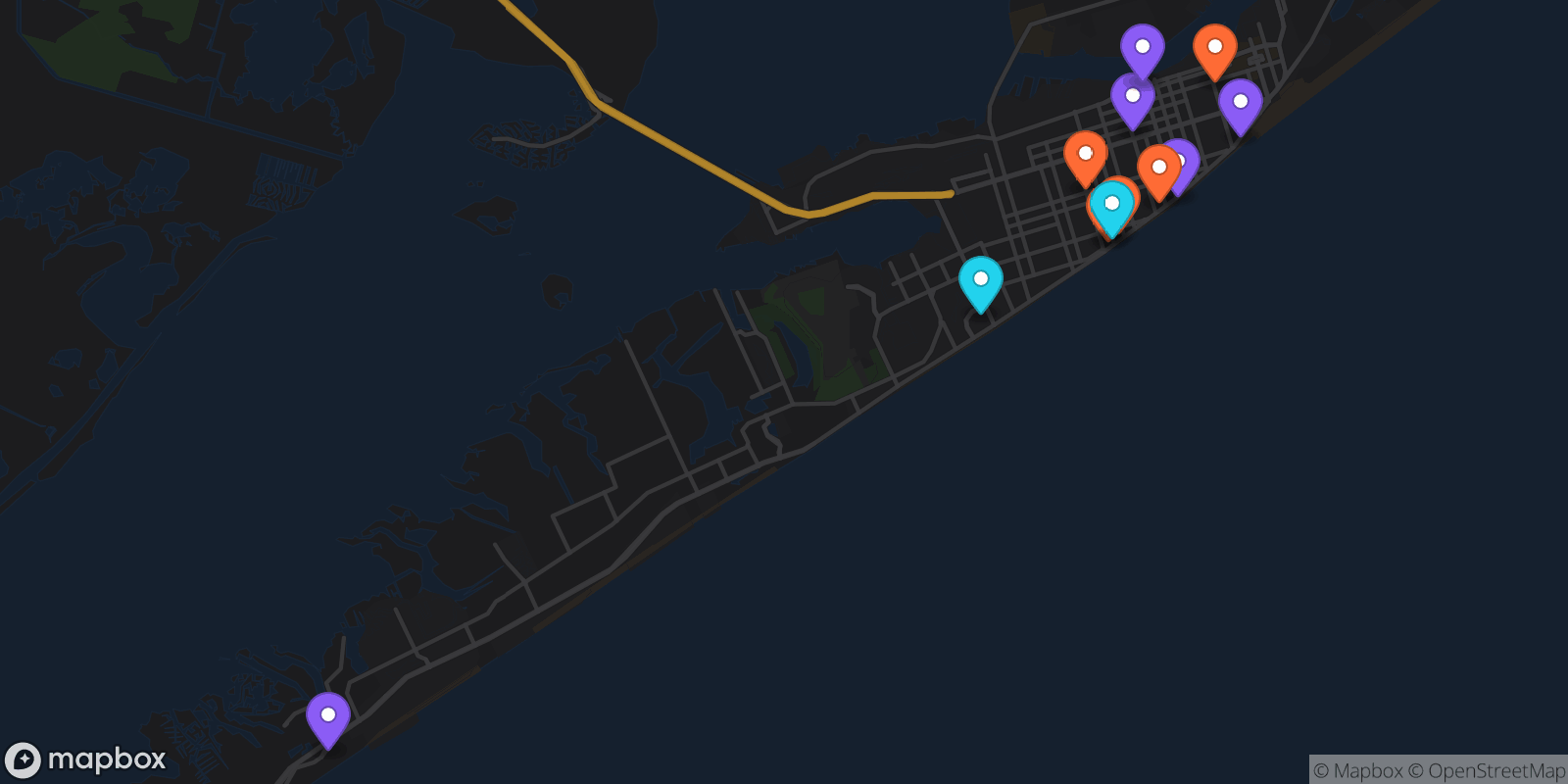Map showing 12 locations