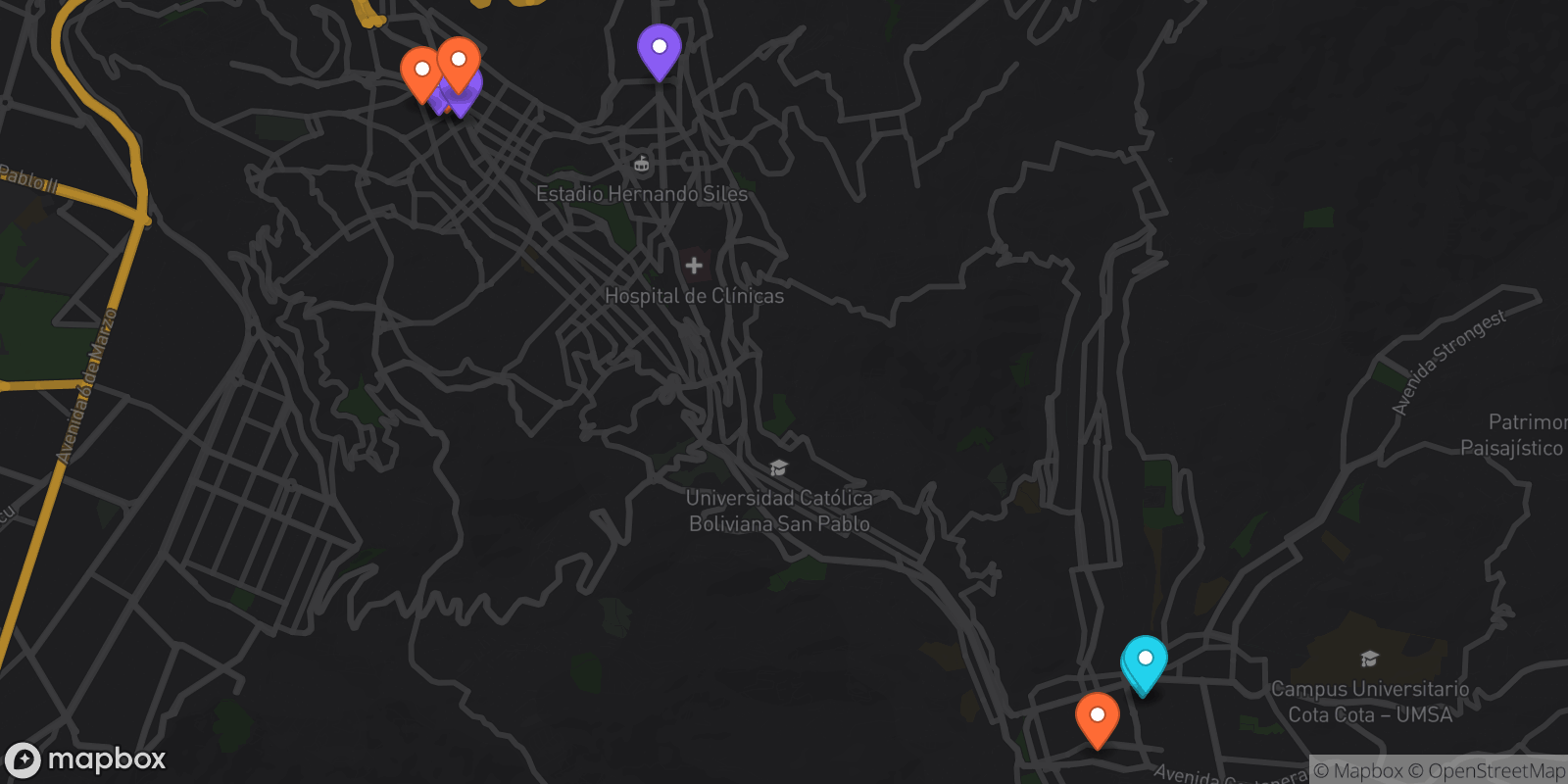 Map showing 9 locations