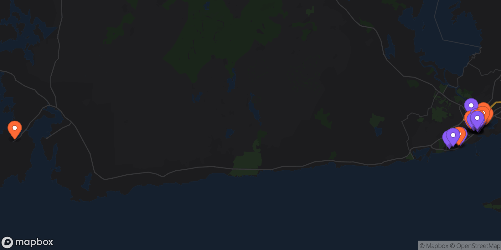 Map showing 46 locations