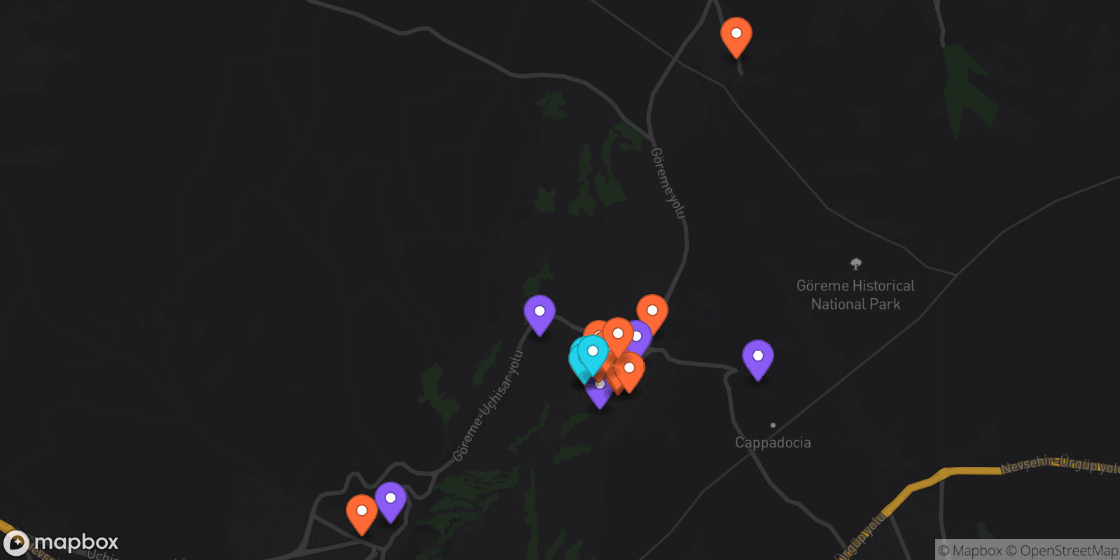 Map showing 22 locations
