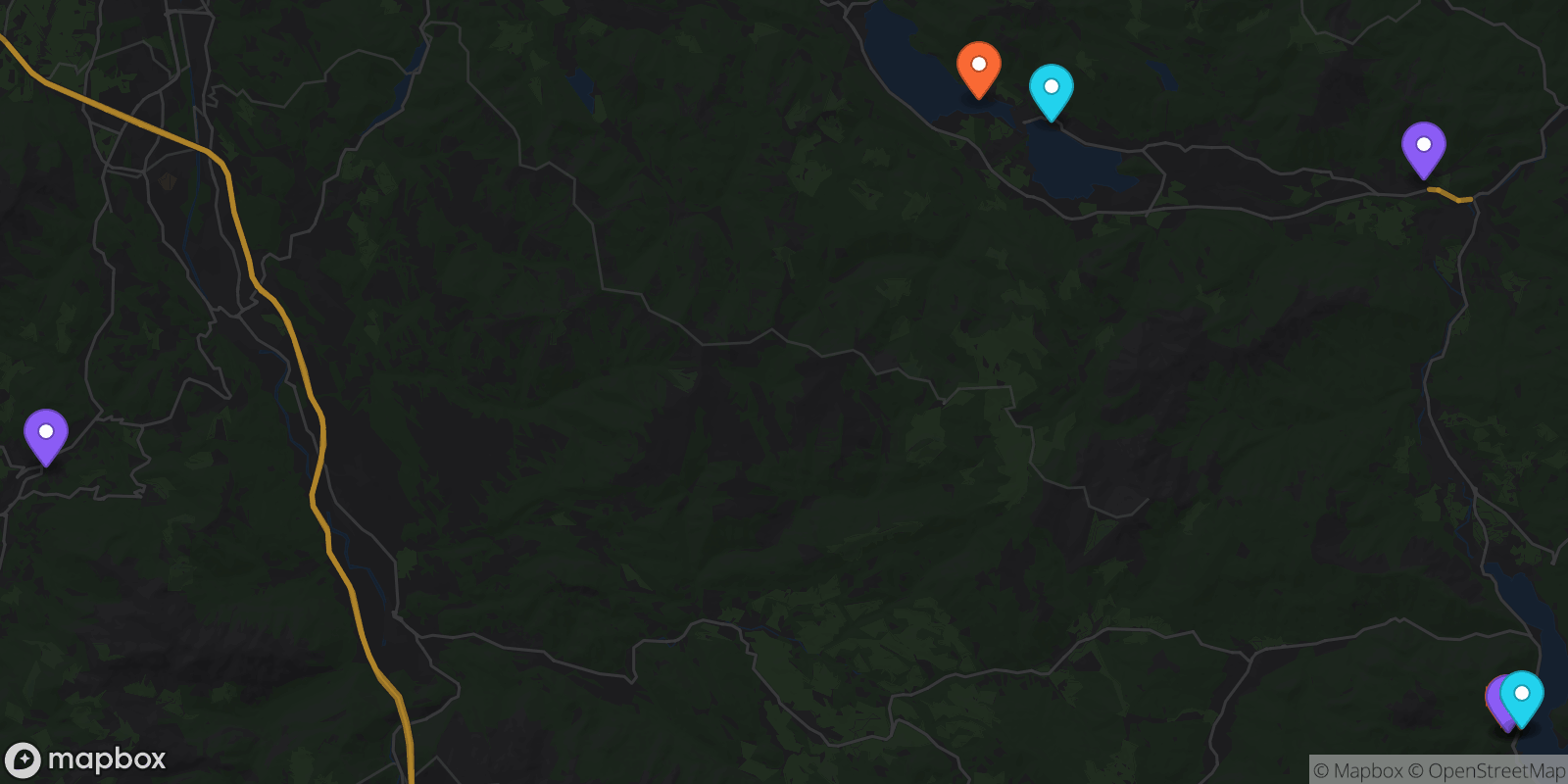 Map showing 8 locations