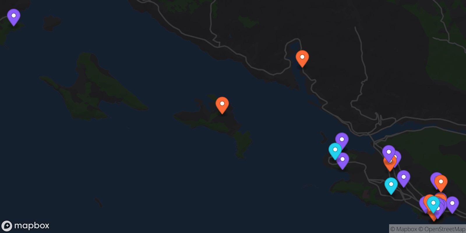 Map showing 38 locations