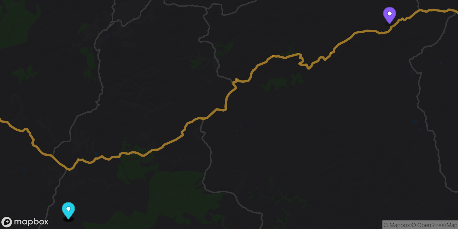 Map showing 7 locations