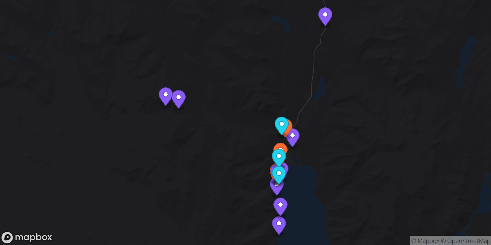 Map showing 28 locations