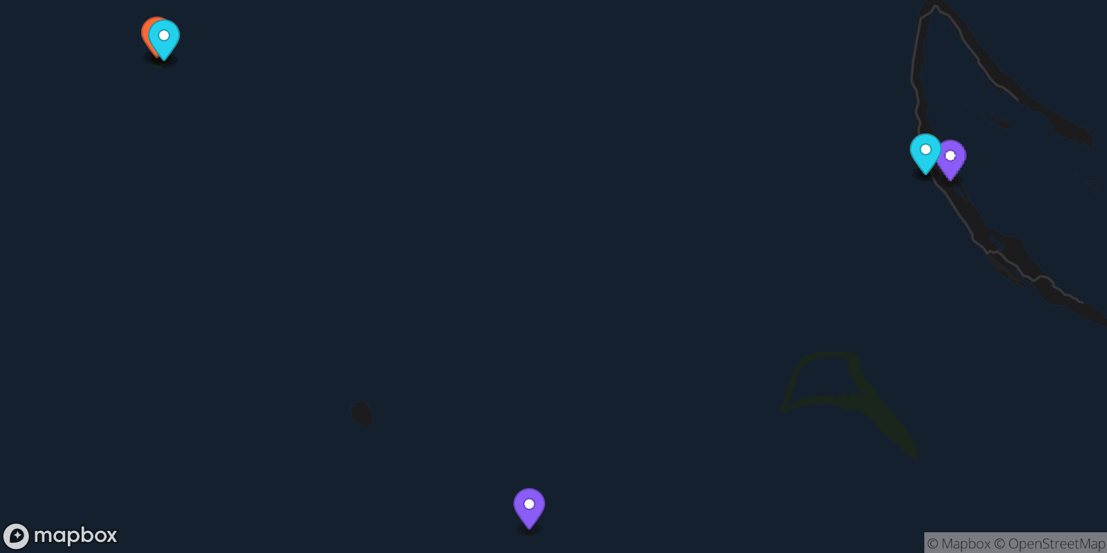 Map showing 8 locations