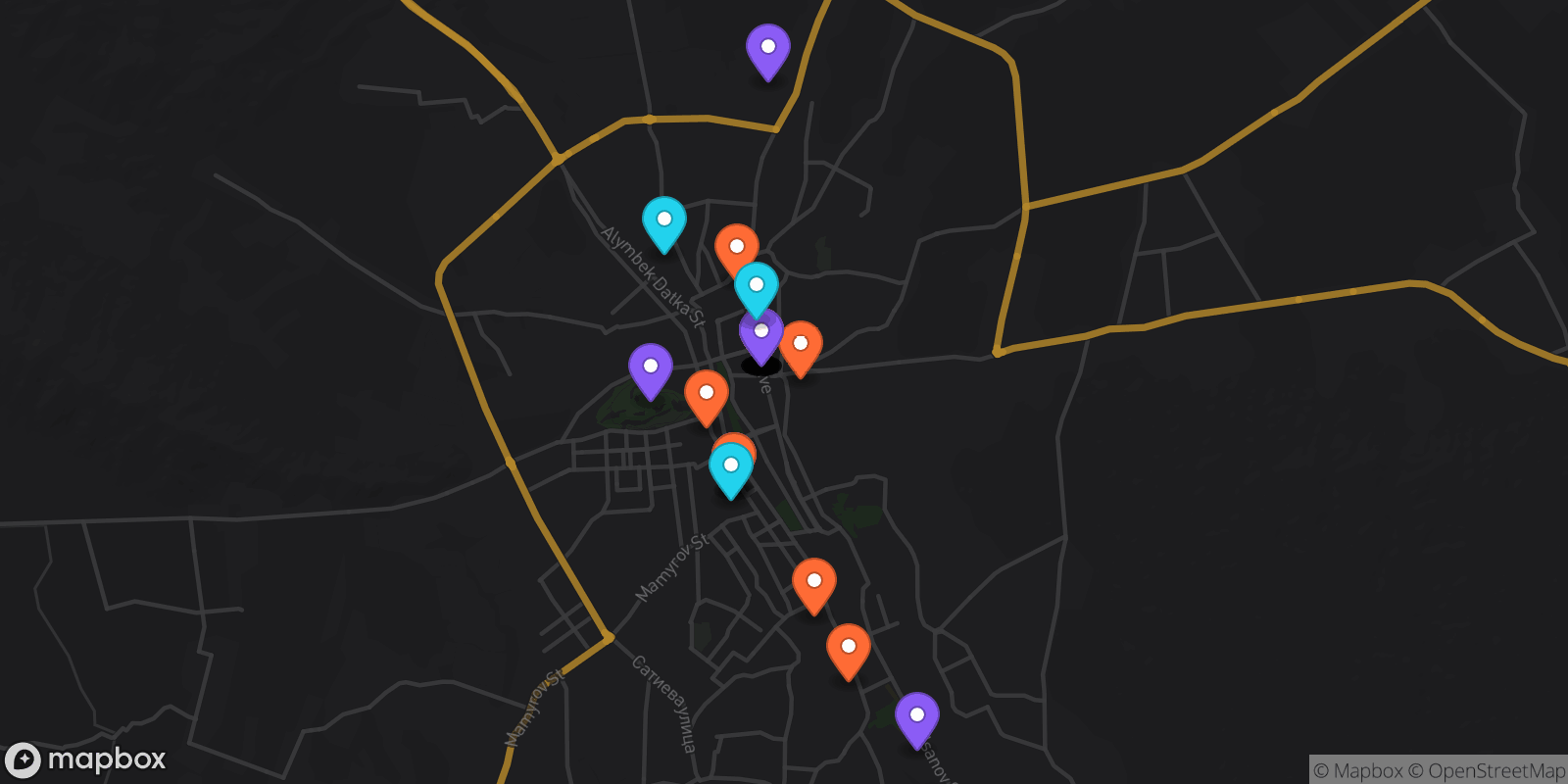 Map showing 33 locations