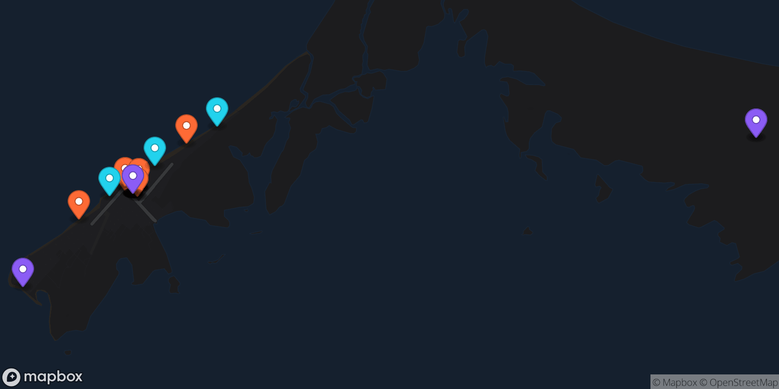 Map showing 37 locations