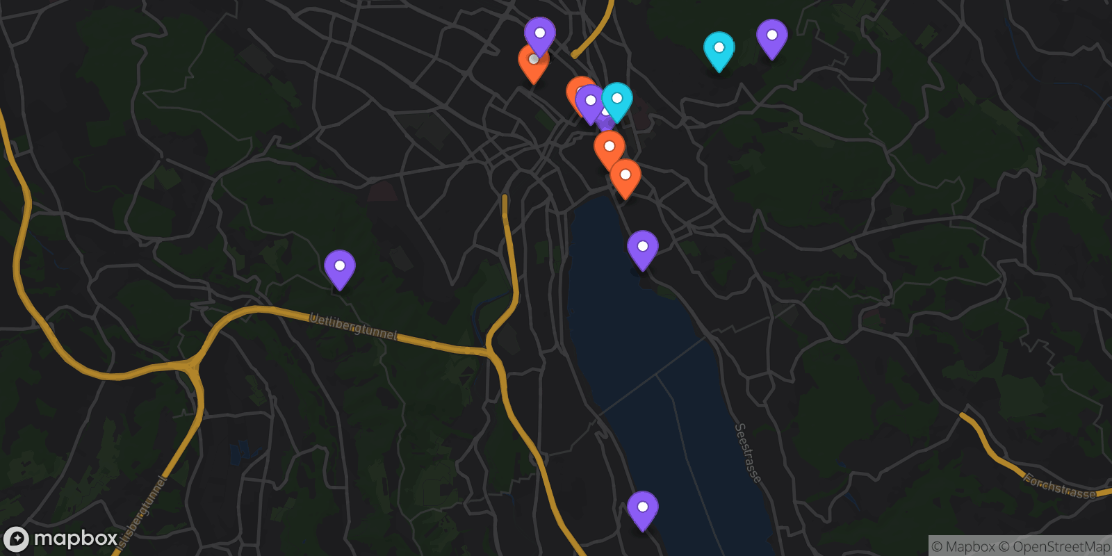 Map showing 19 locations
