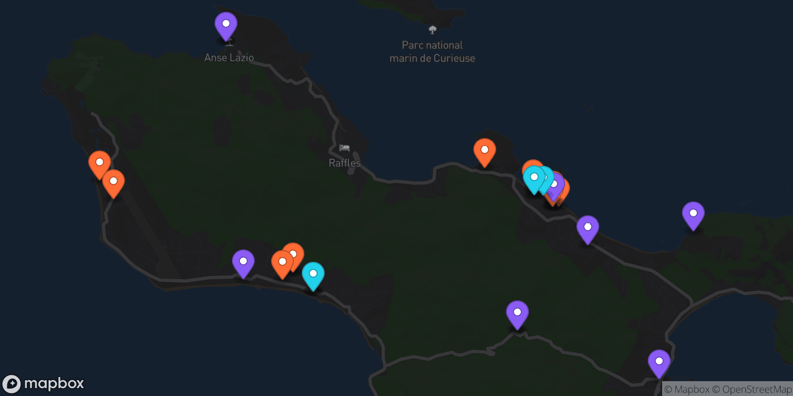 Map showing 29 locations