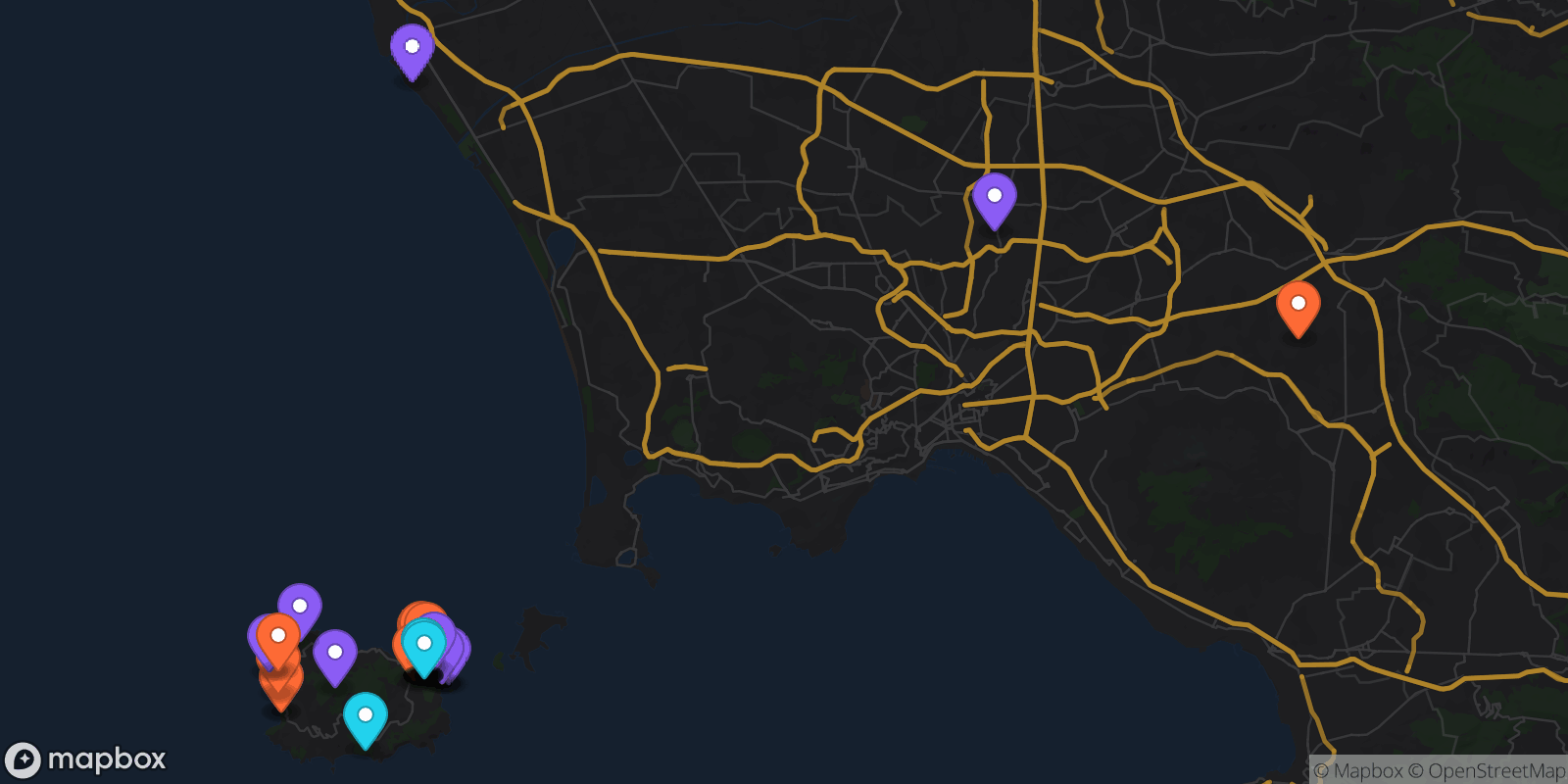 Map showing 37 locations