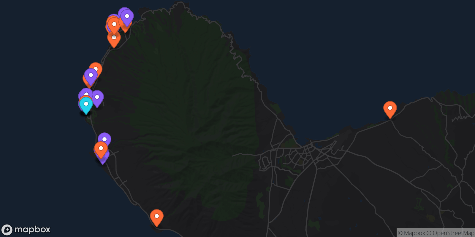 Map showing 32 locations