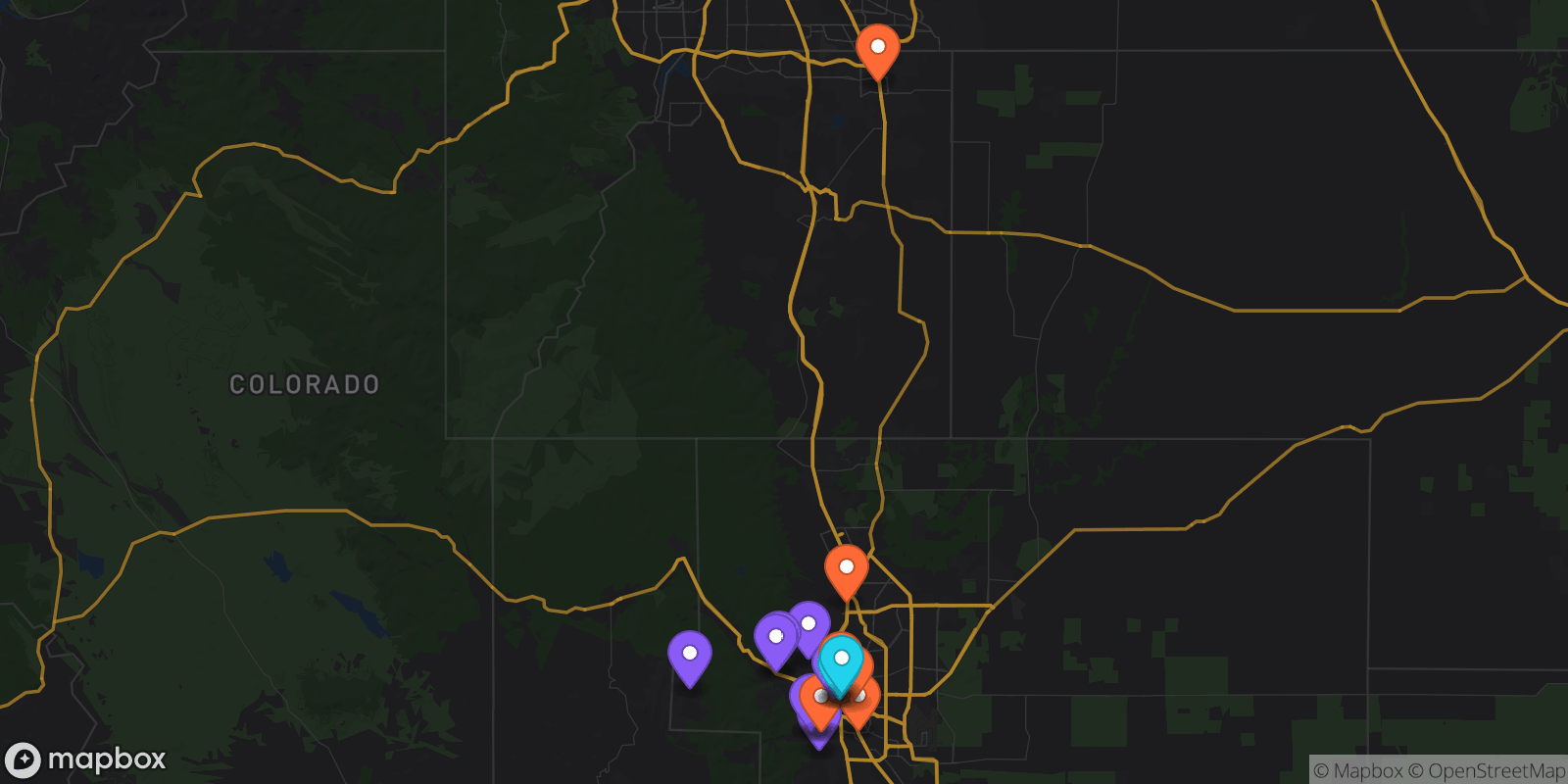 Map showing 19 locations