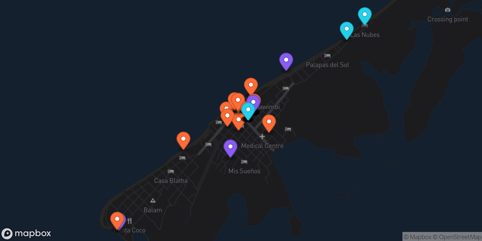 Map showing 39 locations
