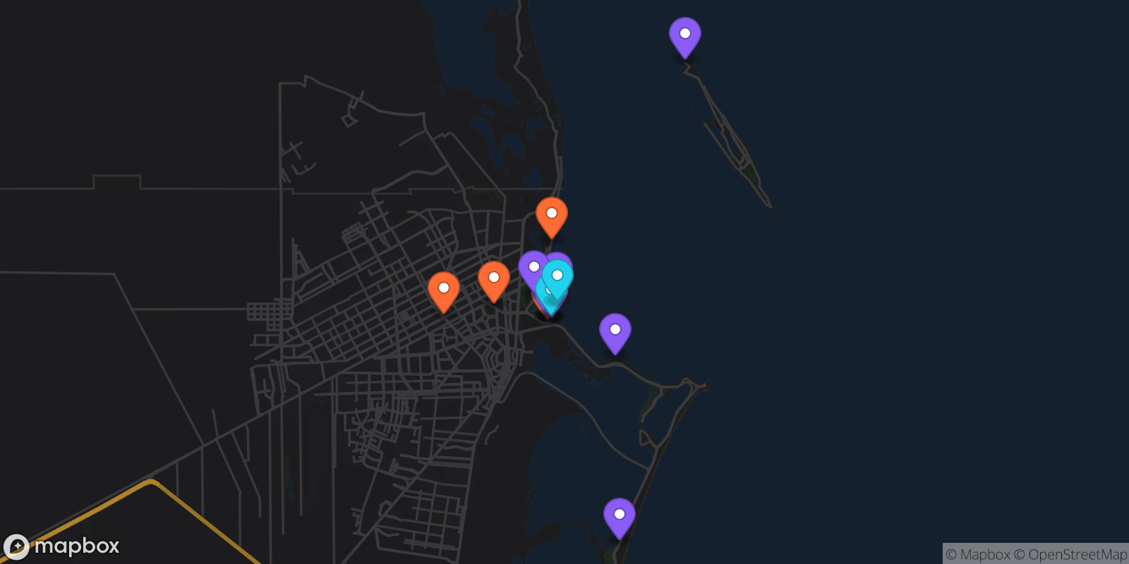 Map showing 14 locations