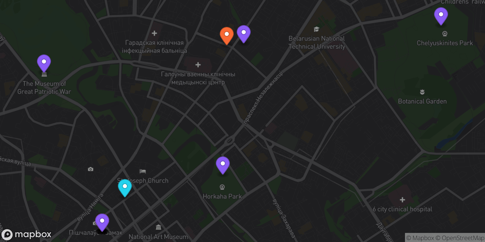 Map showing 14 locations