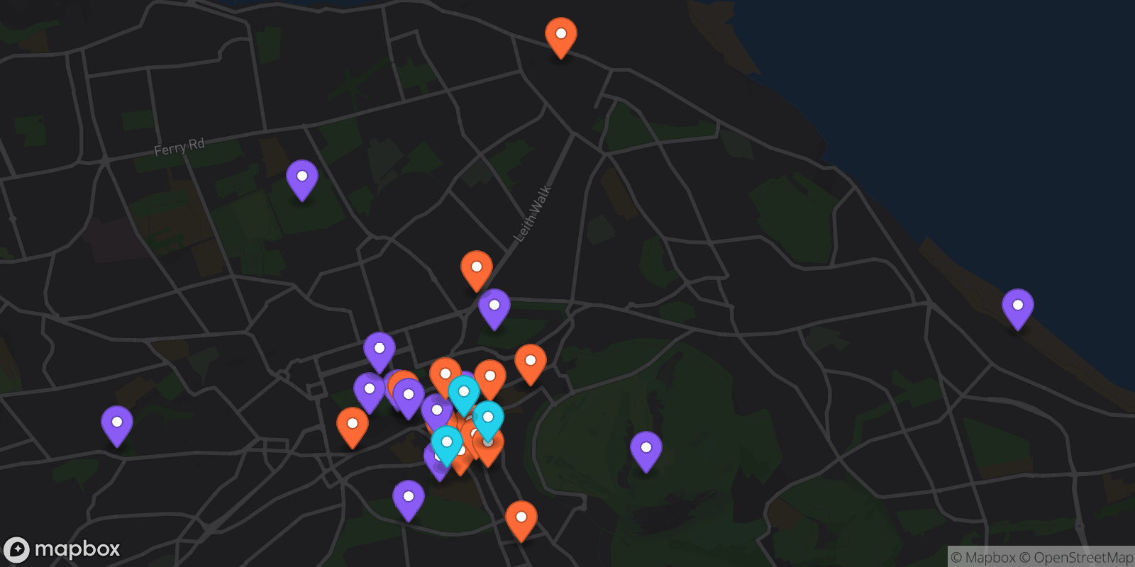 Map showing 30 locations