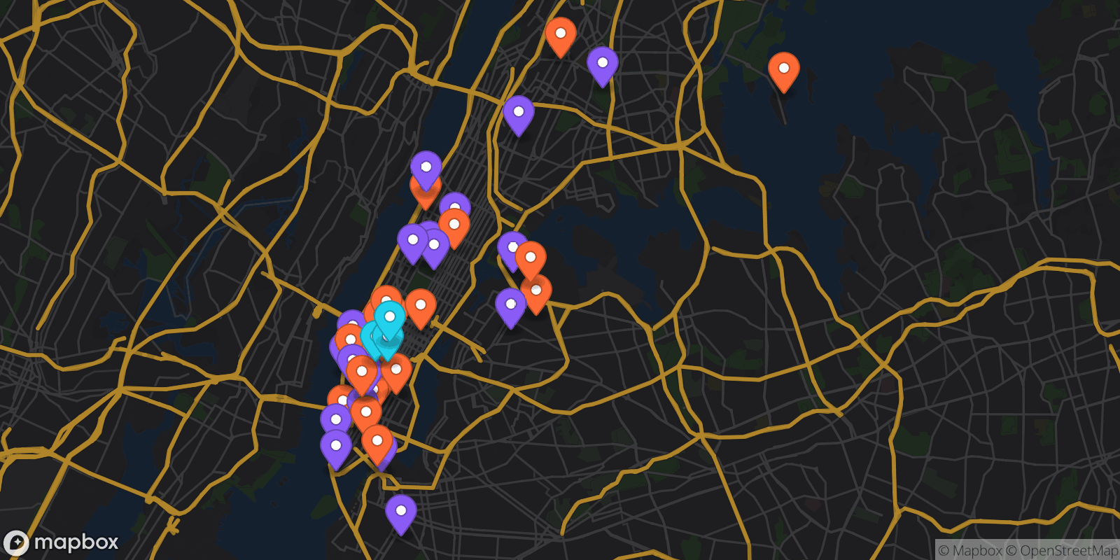 Map showing 40 locations