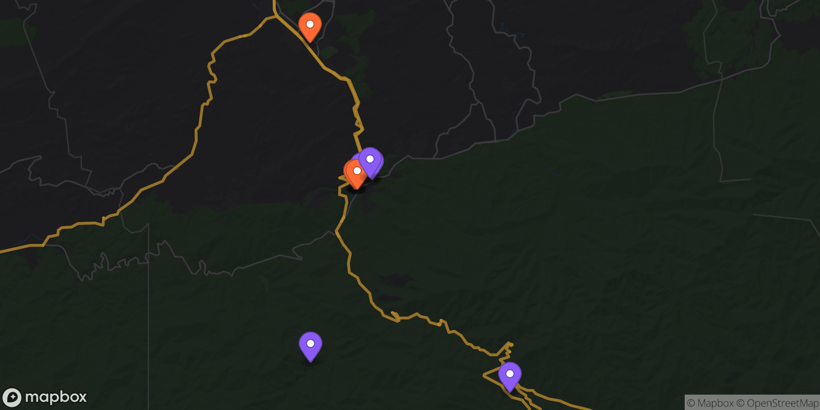 Map showing 11 locations