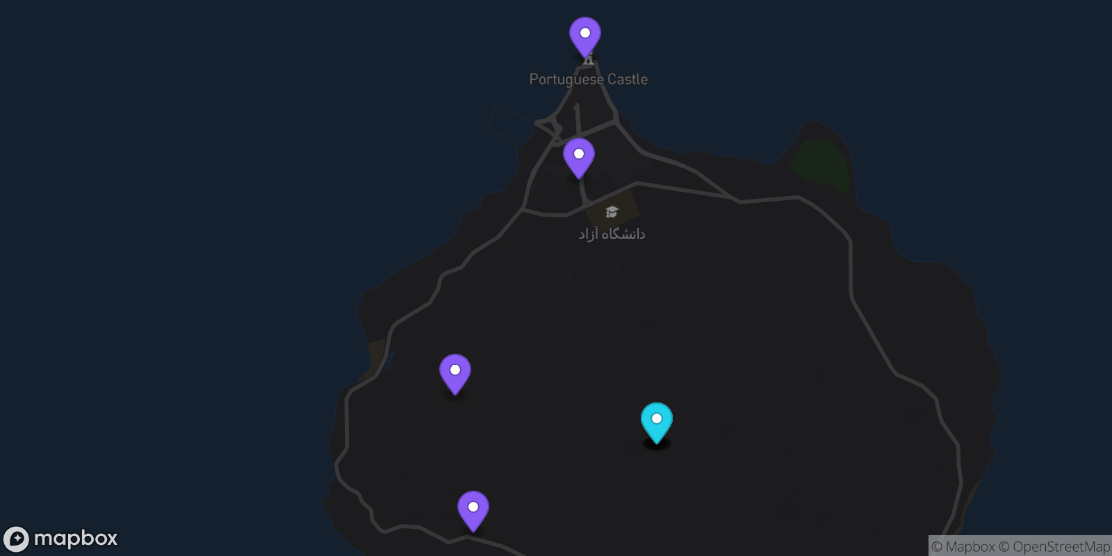 Map showing 10 locations