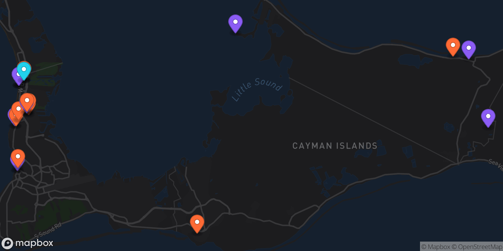 Map showing 24 locations