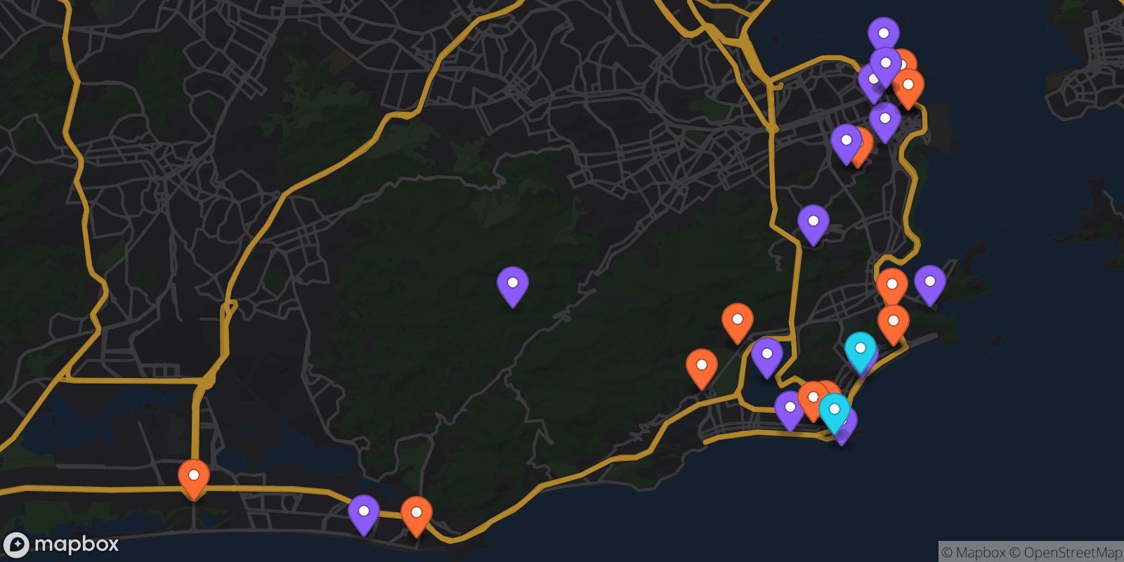 Map showing 34 locations