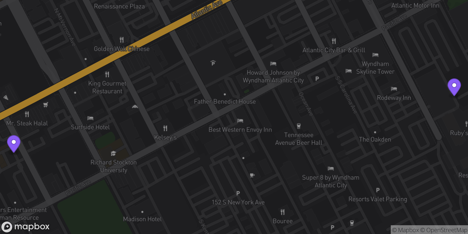 Map showing 2 locations