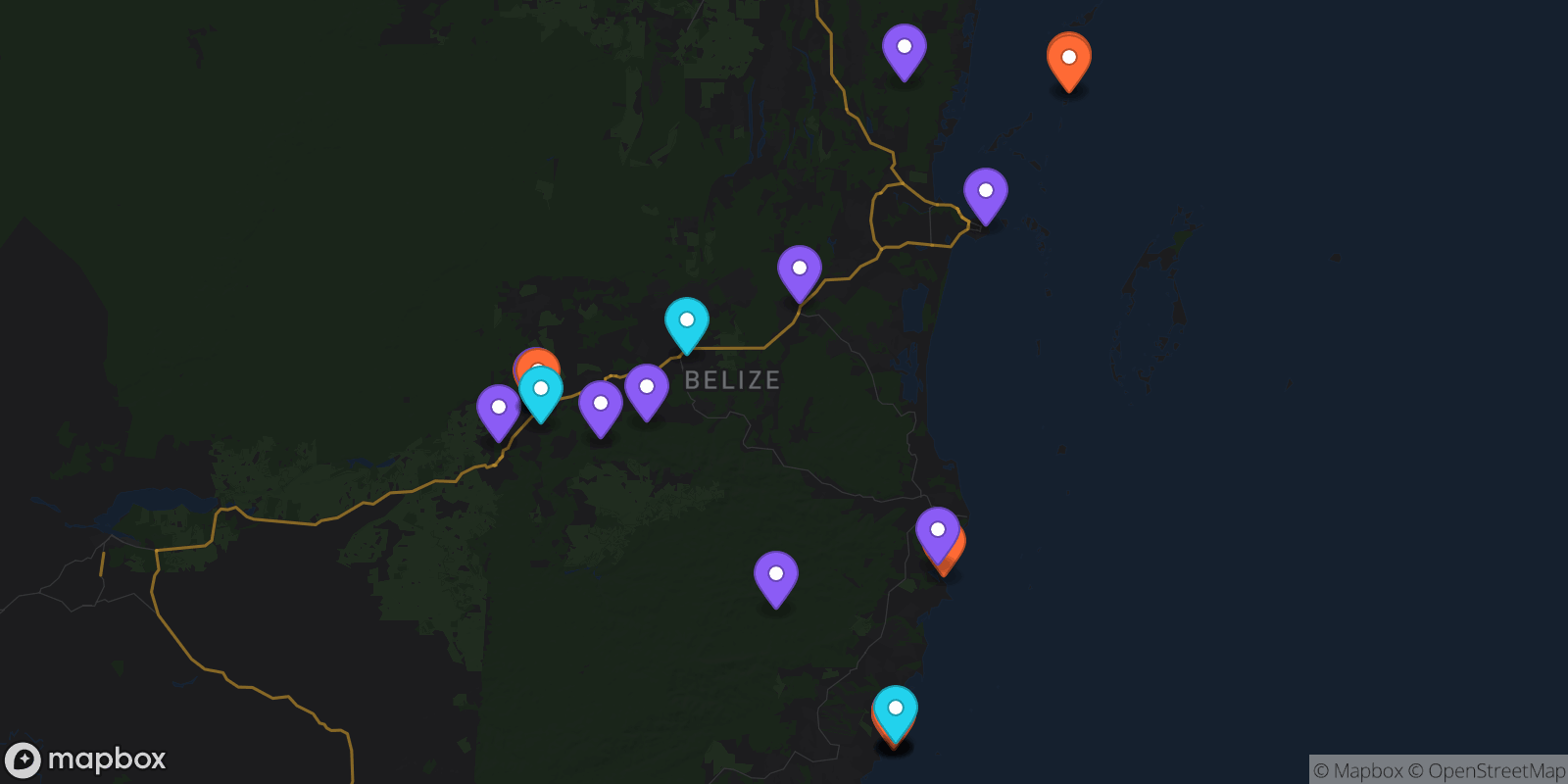 Map showing 24 locations