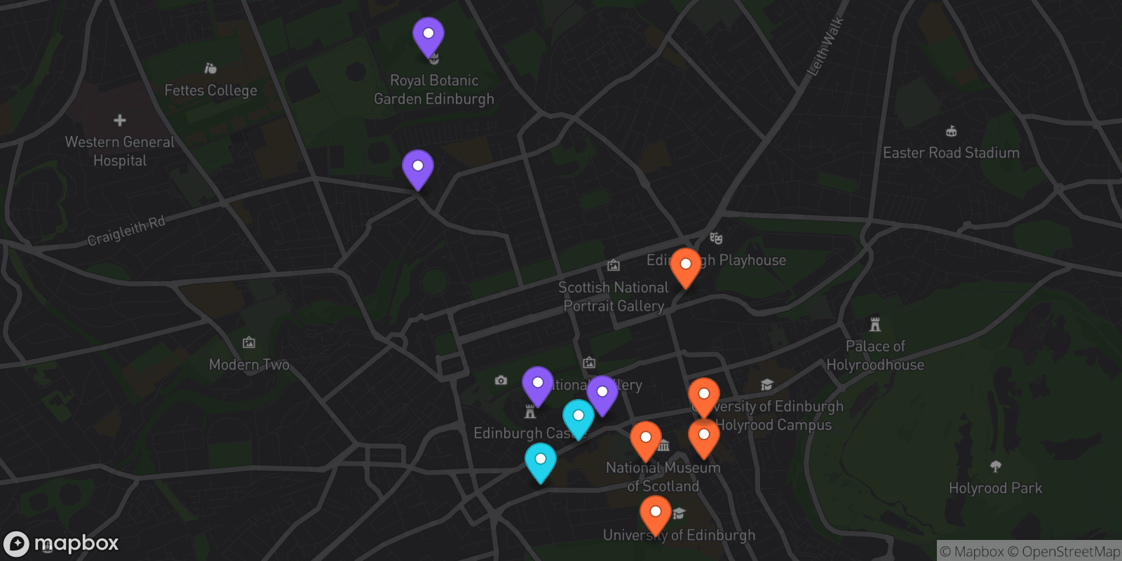 Map showing 11 locations