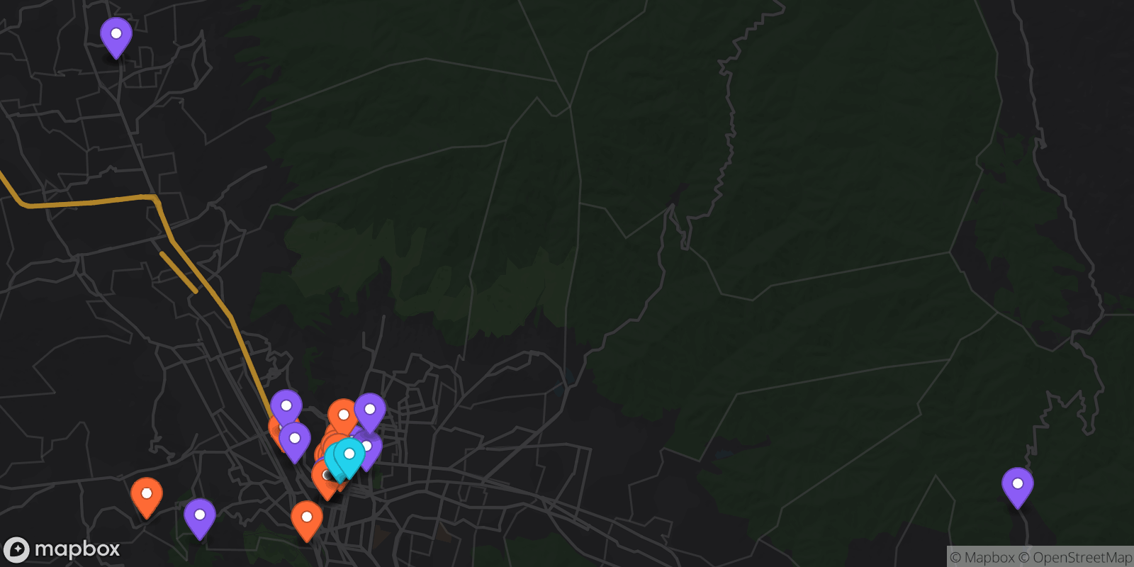 Map showing 41 locations