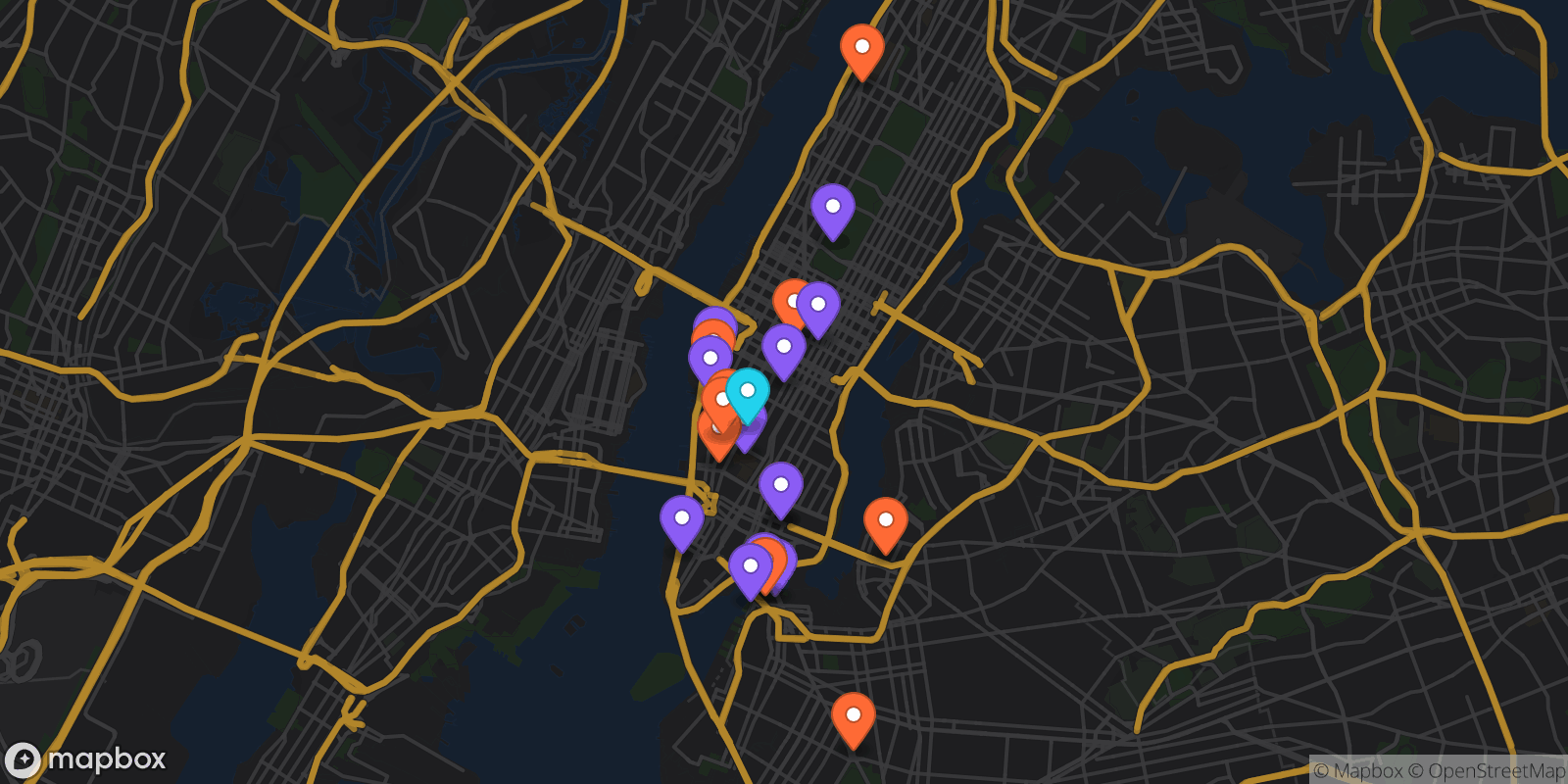 Map showing 22 locations