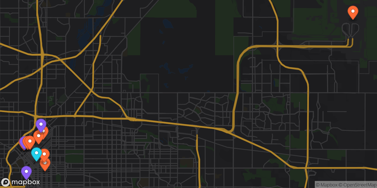 Map showing 12 locations