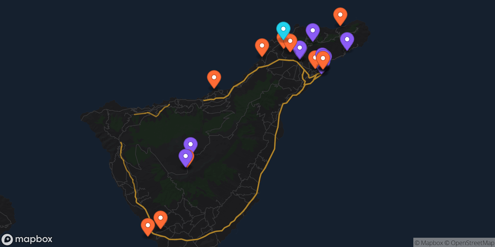 Map showing 26 locations