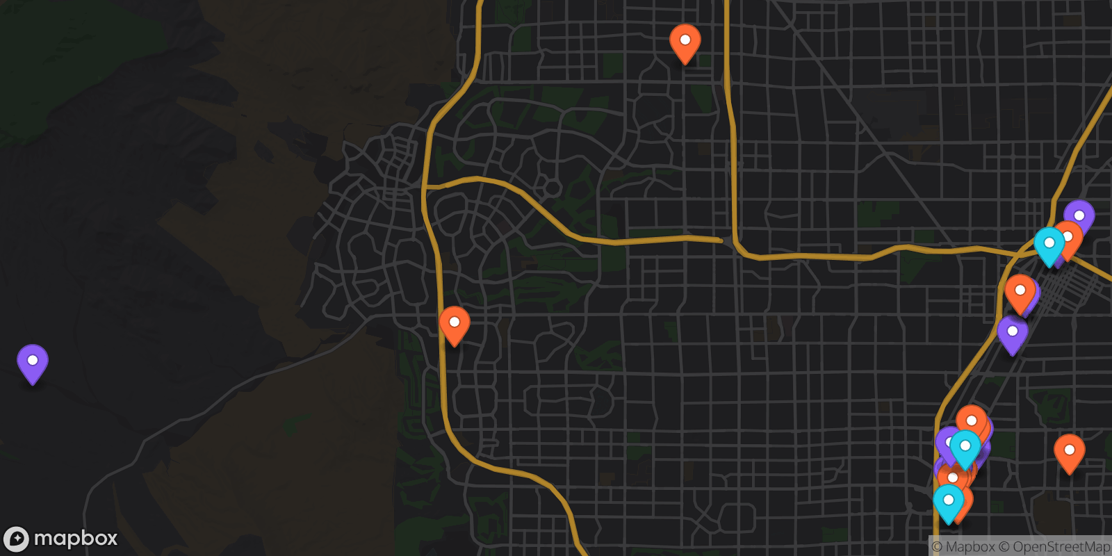 Map showing 29 locations